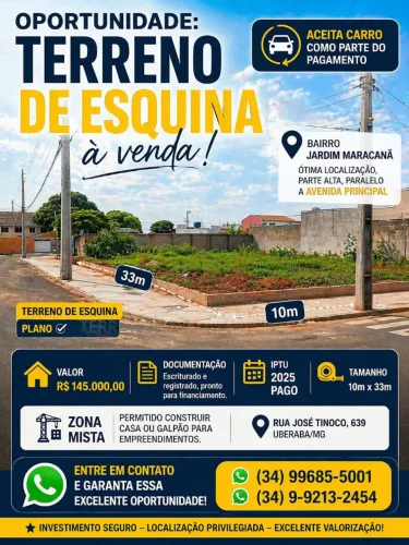Terreno de esquina Uberaba 