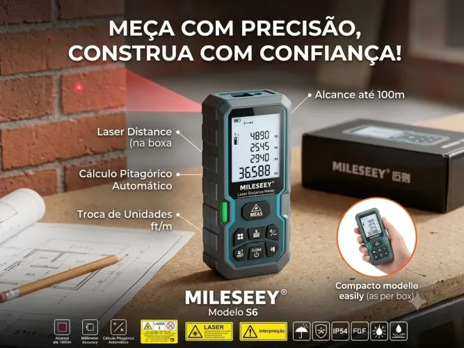Trena Laser Digital Completa Profissional 100m Mileseey 