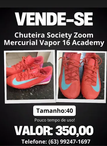 Vende-se Chuteira Society Nike Mercurial Vapor 16 Academy