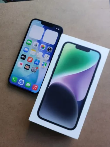 Iphone 14 na cor Azul 256 gigas Bateria 93 % Impercavel