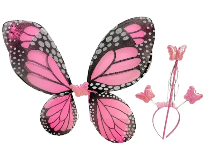 Fantasia de Borboleta (Tiaras, Asa e Varinha) Kit 10 peças
