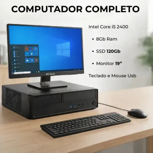 Computador Completo-Trabalho- Estudos- Intel Core i52400, 8Gb Ram, SSD 120Gb Monitor 19pol