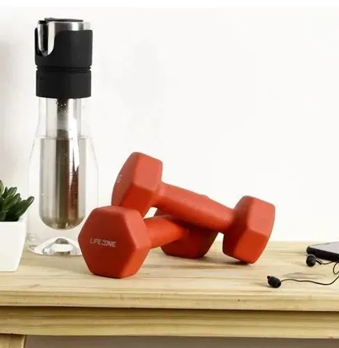 Conjunto de Haltere Life Zone Halter Sextavado Neopren 4Kg
