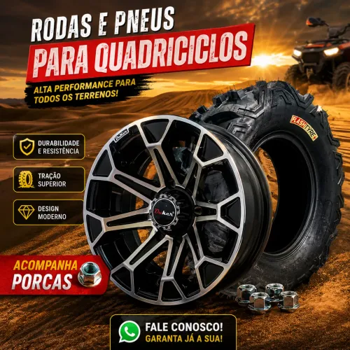 RODAS ARO 12 QUADRICICLO COM PNEUS E PORCAS