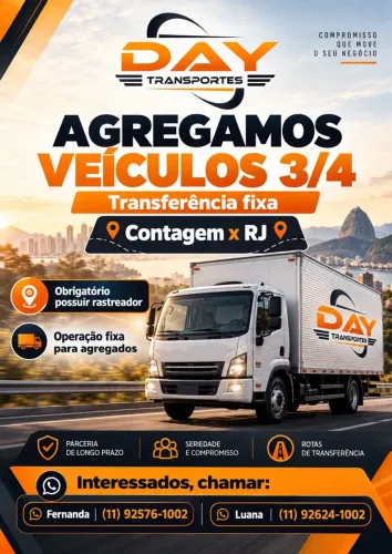 Agregamos Veículo 3/4 - Rota Fixa Contagem/MG x Rio de Janeiro/RJ