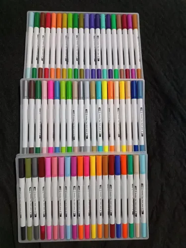 60 Canetas 2 em 1 Brush e Ponta Fina p/ Lettering, Desenho e Colorir Dual Pen