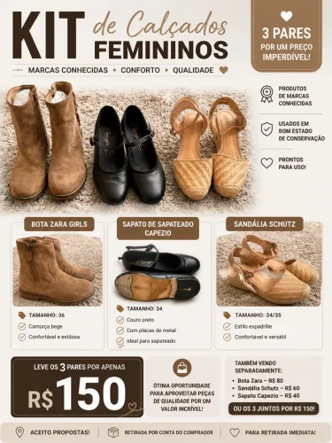 KIT DE CALÇADOS FEMININOS - R$ 150