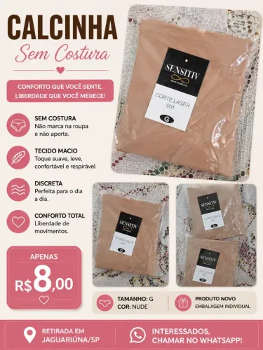 Calcinha Bege sem costura