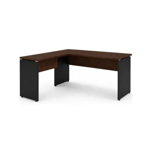 Mesa De Trabalho Em L Louro Preto Com Mesa Auxiliar Para Escritório 25422
