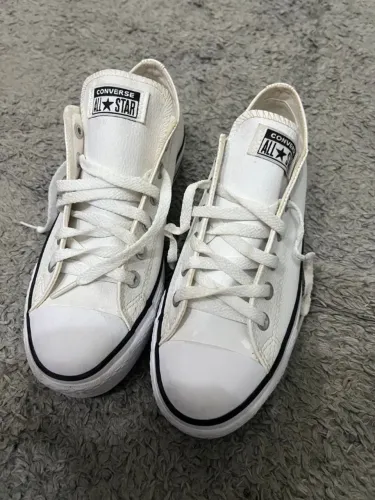 Converse All Star Chuck Taylor Couro Tênis Plataforma Branco