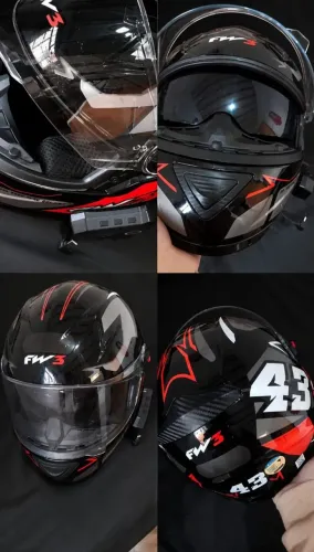 Capacete FW3 com fone embutido.