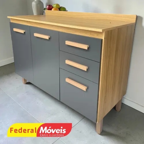 Balcão de Cozinha 1,20m 2 Gavetas 3 Portas - Entregamos