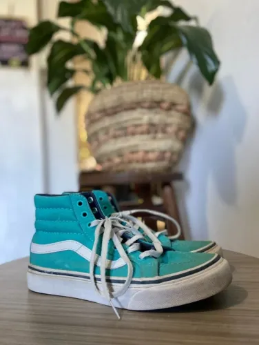 Tênis Vans Sk8-Hi Cano Alto Azul Turquesa Original TAM 34