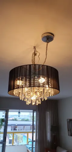 Lustre pendente organza e cristal
