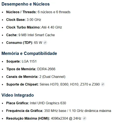 Processador Intel Core i5 9500 - 9ª Geração