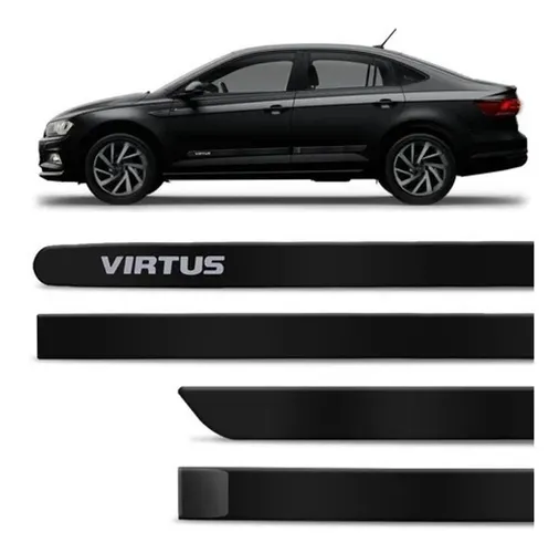 Jogo De Friso Lateral Volkswagen Virtus 2018 à 2019 - Preto Ninja