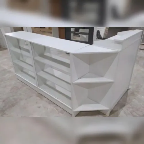 Balcão para loja em L caixa e vitrines promoção 