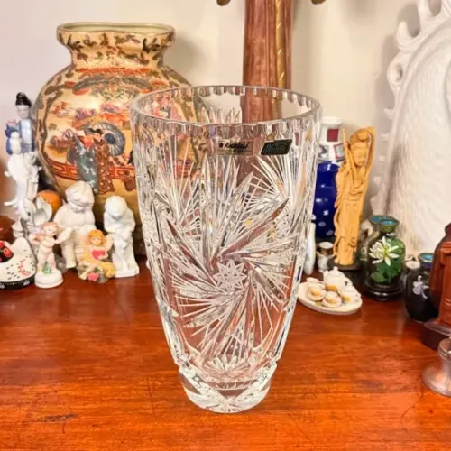 Antigo vaso em cristal polonês Violetta