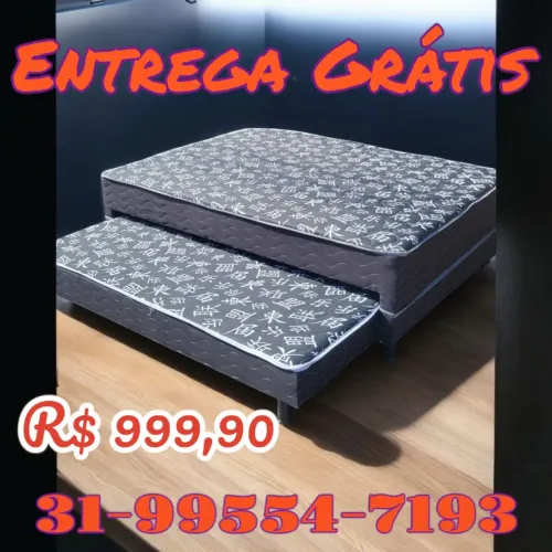 CAMA BOX CASAL 10CM DE ESPUMA D33 COM AUXILIAR / DIRETO DA FÁBRICA