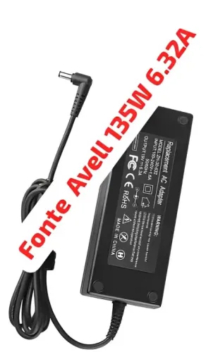 Fonte Carregador Notebook Avell Titanium 19V 6.32A 120A