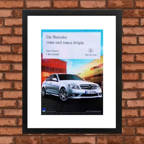 Mercedes Benz Classe C, C180, C200 2009 - Quadro decorativo com propaganda original