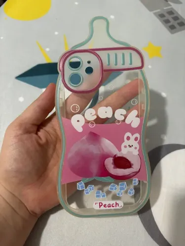 Capinha transparente mamadeira de pêssego iPhone 12