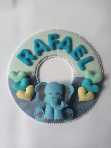 Quadro Decorativo Nome Bebê Elefante
