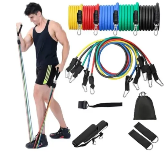11 Peças Elástico Extensor Exercicio Funcional Até 100 libras Kit Elástico Extensor