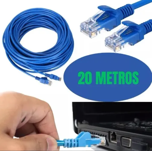 Cabo De Rede Cat6 20 Metros Cat5e Internet Lan Crimpado  Arduino Automação COD-CP715  