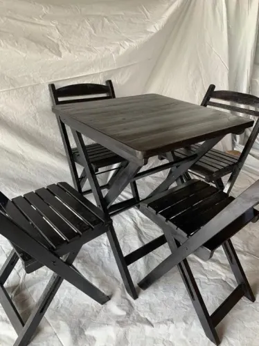 Conjunto de Mesa e Cadeiras 70x70cm, dobrável