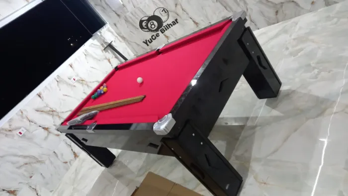 Mesa de sinuca com campo de pedra ardósia acompanha acessórios 