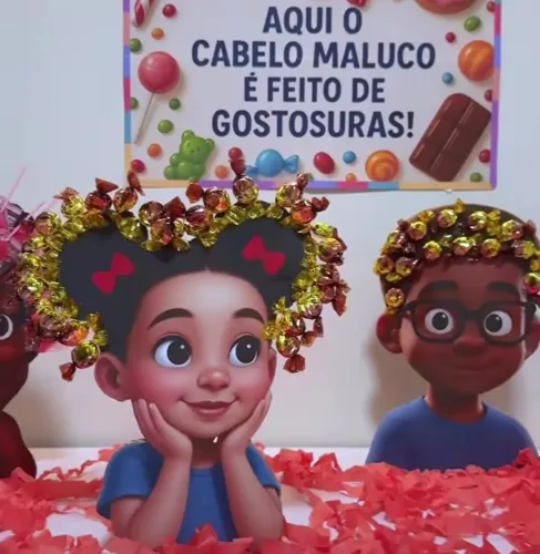 Dia das Crianças - Cabelo Maluco com guloseimas