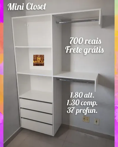Mini Closet Branco 1.80x1.30x0.37 - Frete Grátis