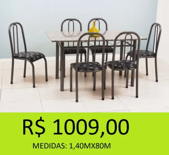 Mesa de jantar 1,40mx80m tampo em granito
