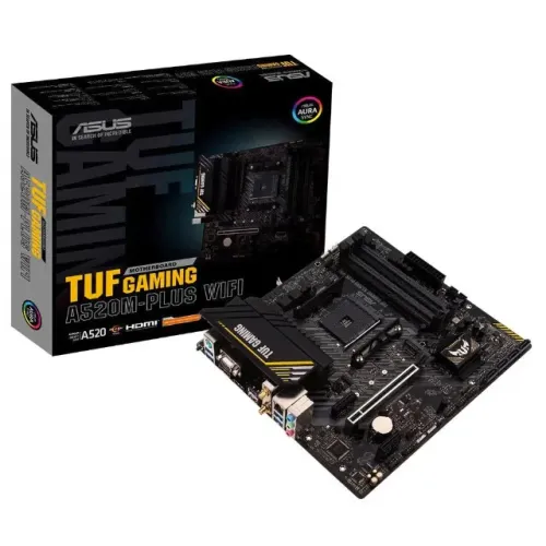 Placa-Mãe ASUS TUF GAMING A520M-PLUS WIFI, AMD AM4, RGB, mATX, DDR4, 12x 59,86