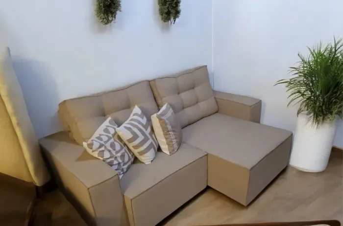 Sofá Retrátil e reclinável linho Bege - Novo