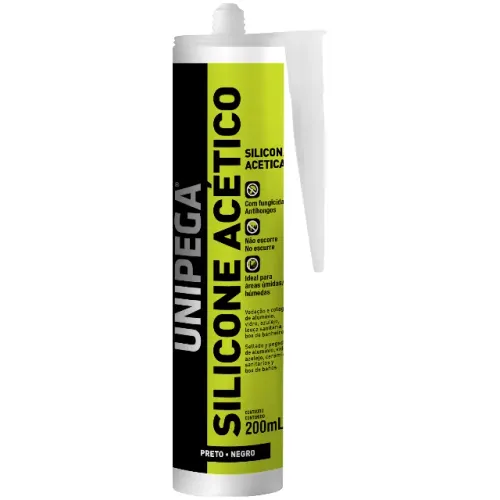 Silicone Acético Preto 200ML - UNIPEGA