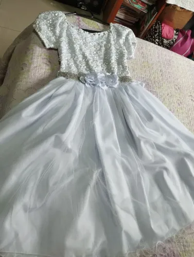 Vestido de festa infantil azul claro
