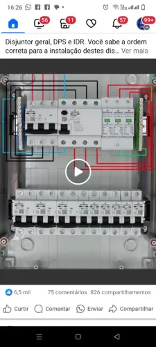Quadro de distribuição elétrica completo