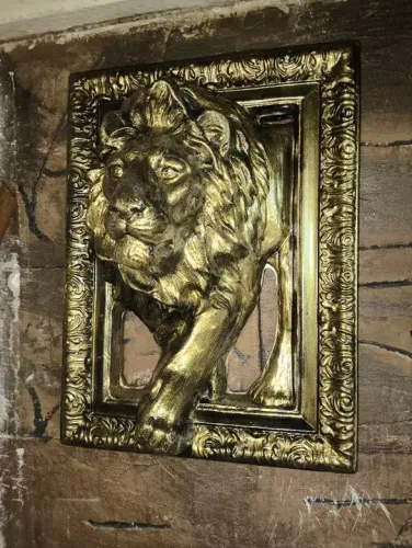 Moldura Quadro Parede Rei Leão 3d 45cm Leão Judá Gesso 3d