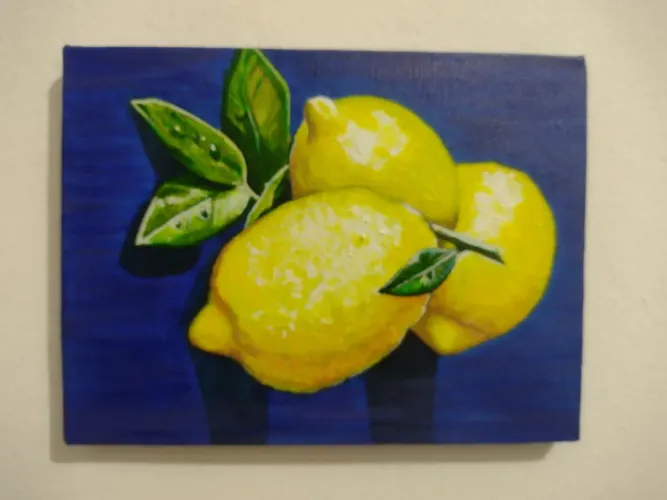 Pintura fruta acrílico sobre tela 15x20 cm