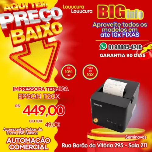 Impressora termica Nao Fiscal - Epson t20x - Revisada - Garantia 