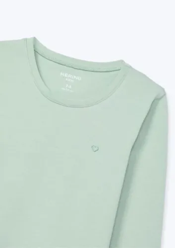 blusa verde básica infantil menina manga longa com patch hering kids