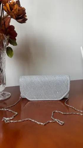 Bolsa clutch prata - glitter