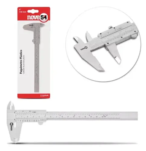 Paquímetro de Plástico 150 mm 6 Polegadas - NOVE54