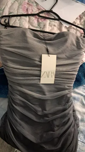 Vestido Zara tule preto e cinza