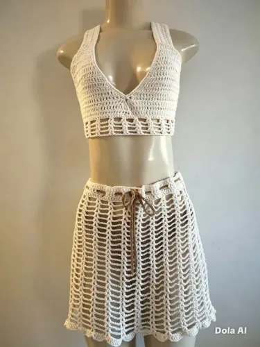 Conjunto de crochê artesanal 100%algodao