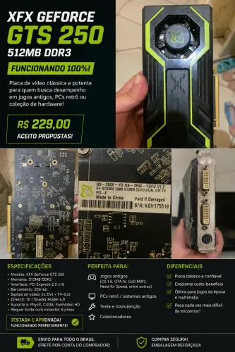 Placa de video XFX GeForce GTS 250
