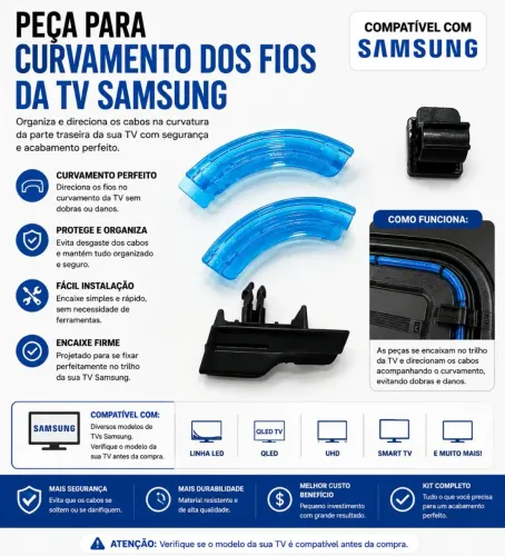Acessório de cabo de conexão curvo curva TV Samsung Original BN96-48018A BN61-16910A