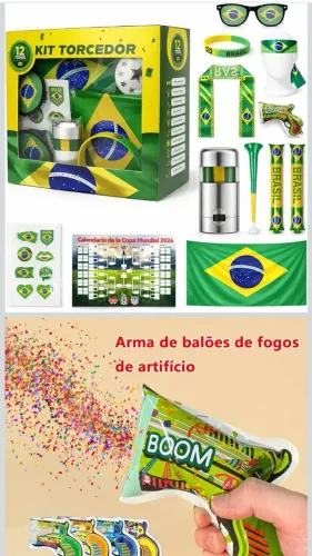 Kit Torcedor Brasil corneta bandeira